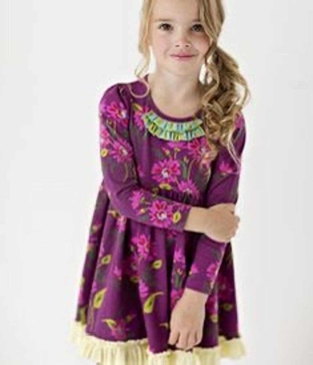 Matilda Jane Paint by Numbers Blossom Lap Dress Sz 6 Purple Floral Long Sleeve